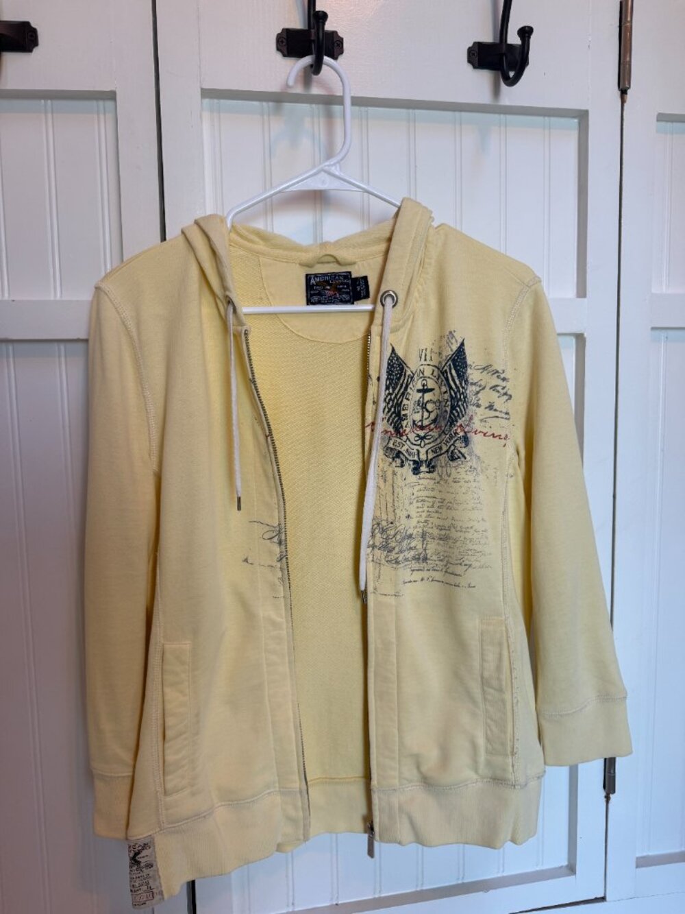 American Living Unisex Vintage Yellow Graphic Zip-up Hoodie M - Picture 3 of 11